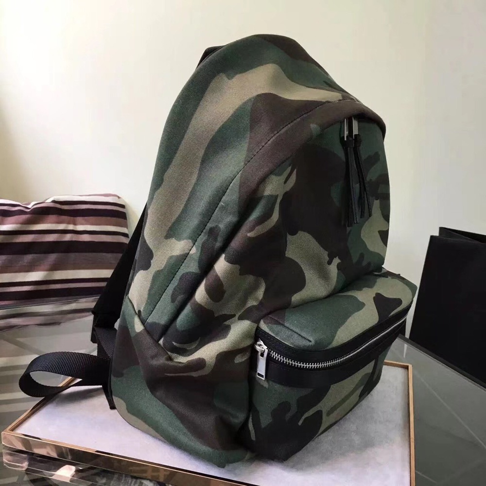 Saint Laurent City Backpack In Gabardine Camouflage TDBS28491