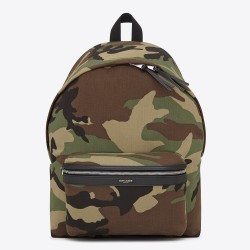 Saint Laurent City Backpack In Gabardine Camouflage TDBS28491