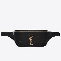 Saint Laurent Classic Monogram Belt Bag In Black Grained Leather TDBS28503