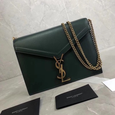 Saint Laurent Dark Green Cassandra Monogram Clasp Bag TDBS28686