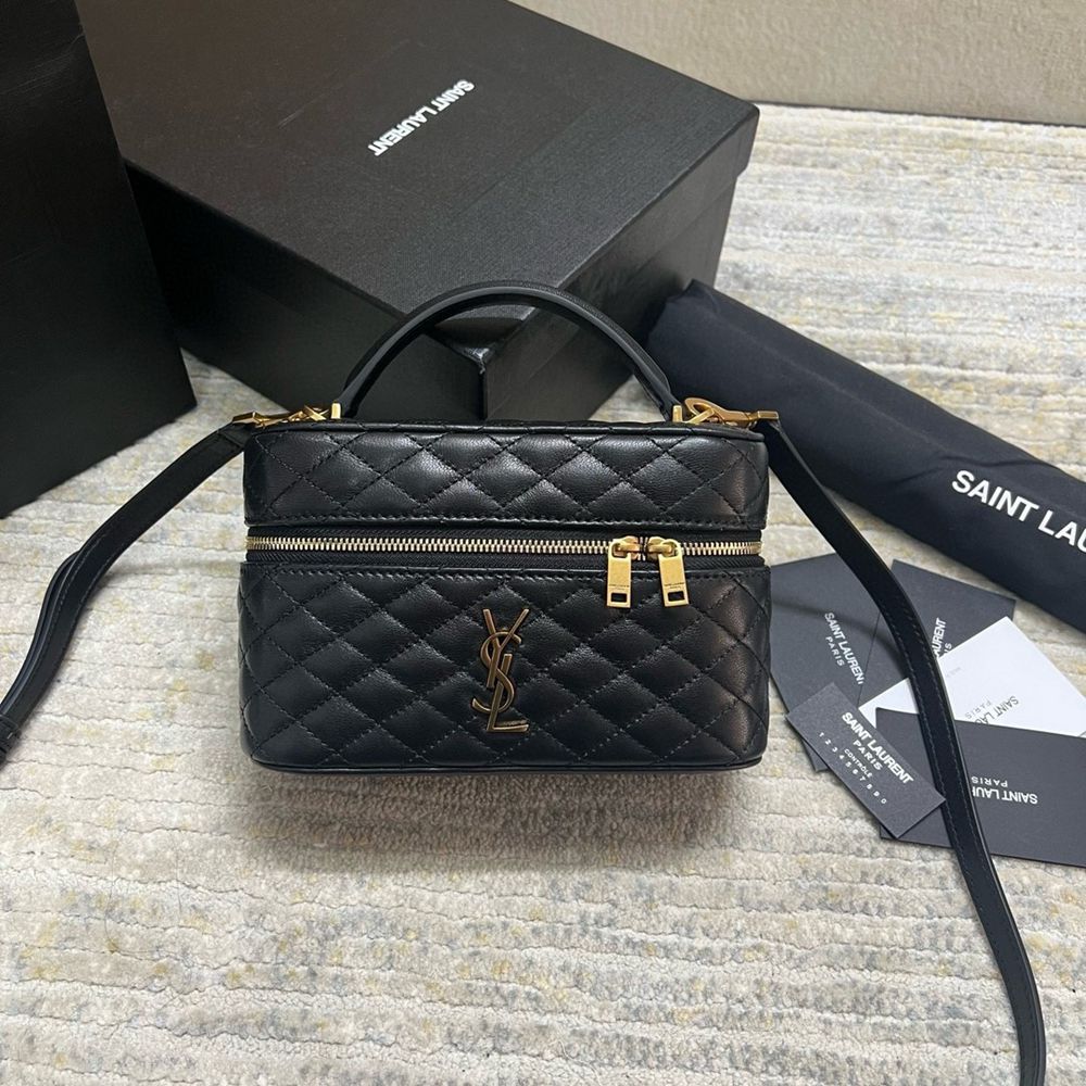 Saint Laurent Gaby Mini Vanity Bag in Black Lambskin  TDBS28842