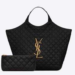 Saint Laurent Icare Maxi Shopping Bag In Black Quilted Lambskin TDBS28778