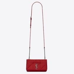 Saint Laurent Jamie Chain Wallet In Red Patchwork Lambskin TDBS28856