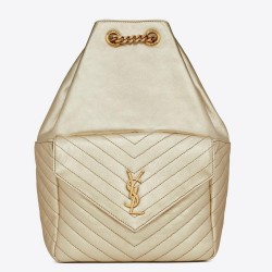 Saint Laurent Joe Backpack In Gold Lame Leather TDBS28493