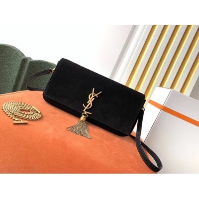 Saint Laurent Kate 99 Shoulder Bag In Black Suede TDBS28553