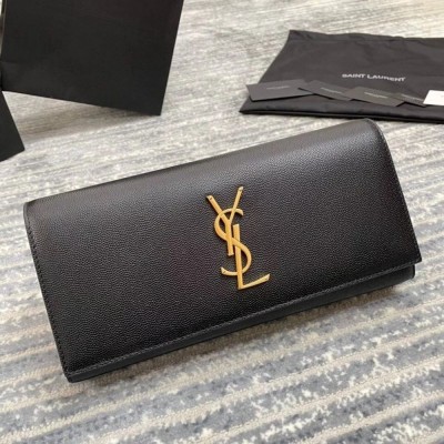 Saint Laurent Kate Clutch In Black Grained Leather TDBS28556