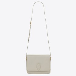 Saint Laurent LE 61 Medium Saddle Bag In White Leather TDBS28658