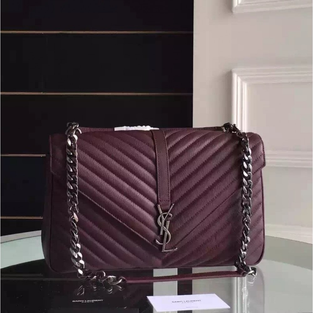 Saint Laurent Large Bordeaux College Shoulder Bag TDBS28541