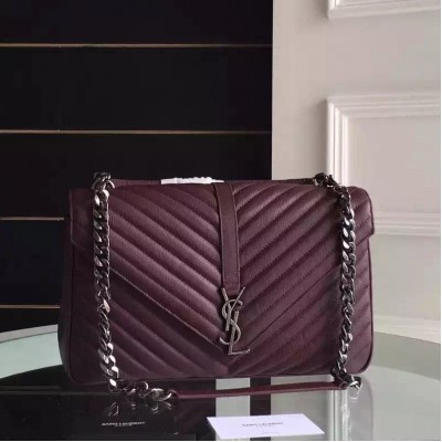 Saint Laurent Large Bordeaux College Shoulder Bag TDBS28541