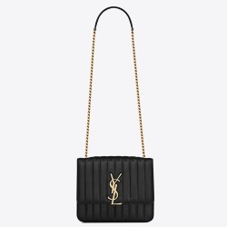 Saint Laurent Large Vicky Bag In Black Lambskin TDBS28843