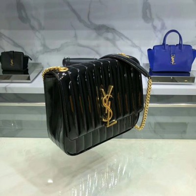 Saint Laurent Large Vicky Bag In Black Patent Leather TDBS28844