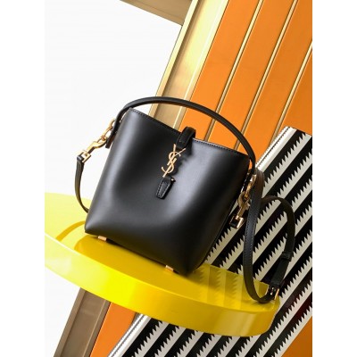 Saint Laurent Le 37 Mini Bucket Bag in Black Leather TDBS28514