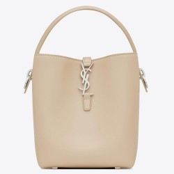 Saint Laurent Le 37 Small Bucket Bag in Beige Leather TDBS28515