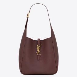 Saint Laurent Le 5 a 7 Soft Small Shoulder Bag in Bordeaux Leather TDBS28565