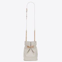 Saint Laurent Le Maillon Hook Bucket Bag In White Lambskin TDBS28517