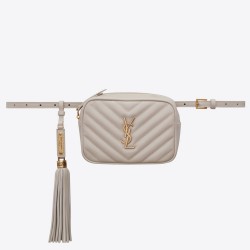 Saint Laurent Lou Belt Bag In Blanc Matelasse Leather TDBS28506