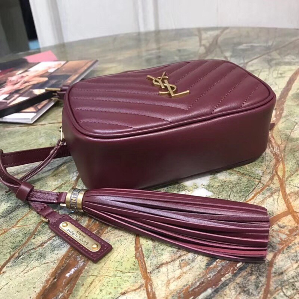 Saint Laurent Lou Belt Bag In Burgundy Calfskin TDBS28507