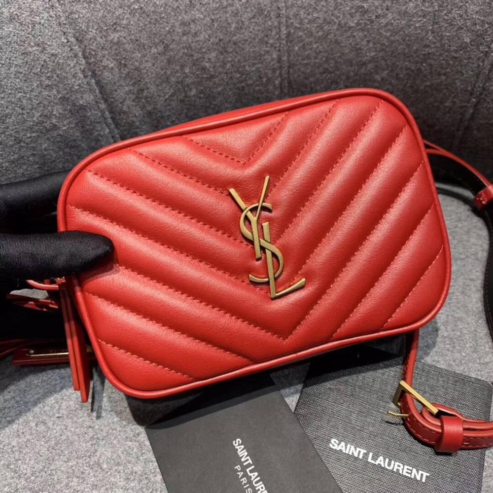 Saint Laurent Lou Belt Bag In Red Matelasse Leather TDBS28508