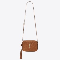 Saint Laurent Lou Camera Bag In Brown Quilted Suede TDBS28573