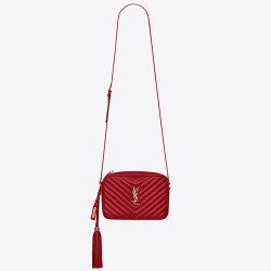 Saint Laurent Lou Camera Bag In Red Matelasse Leather TDBS28576