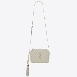 Saint Laurent Lou Camera Bag In White Leather TDBS28577