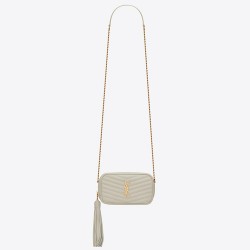 Saint Laurent Lou Mini Bag In White Grained Leather TDBS28672