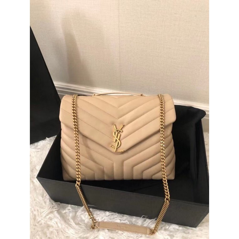 Saint Laurent Loulou Medium Bag In Beige Matelasse Leather TDBS28673