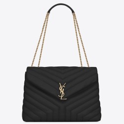 Saint Laurent Loulou Medium Bag In Black Matelasse Leather TDBS28674