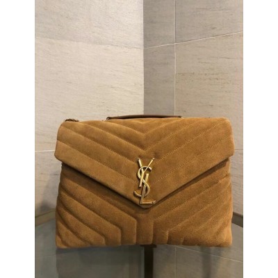 Saint Laurent Loulou Medium Bag In Brown Suede Leather TDBS28675