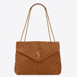 Saint Laurent Loulou Medium Bag In Brown Suede Leather TDBS28675