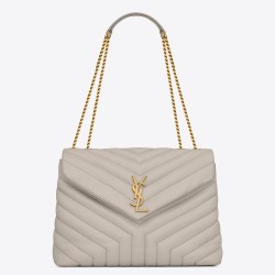 Saint Laurent Loulou Medium Bag In White Matelasse Leather TDBS28678