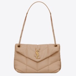 Saint Laurent Loulou Puffer Small Bag In Beige Matelasse Leather TDBS28732