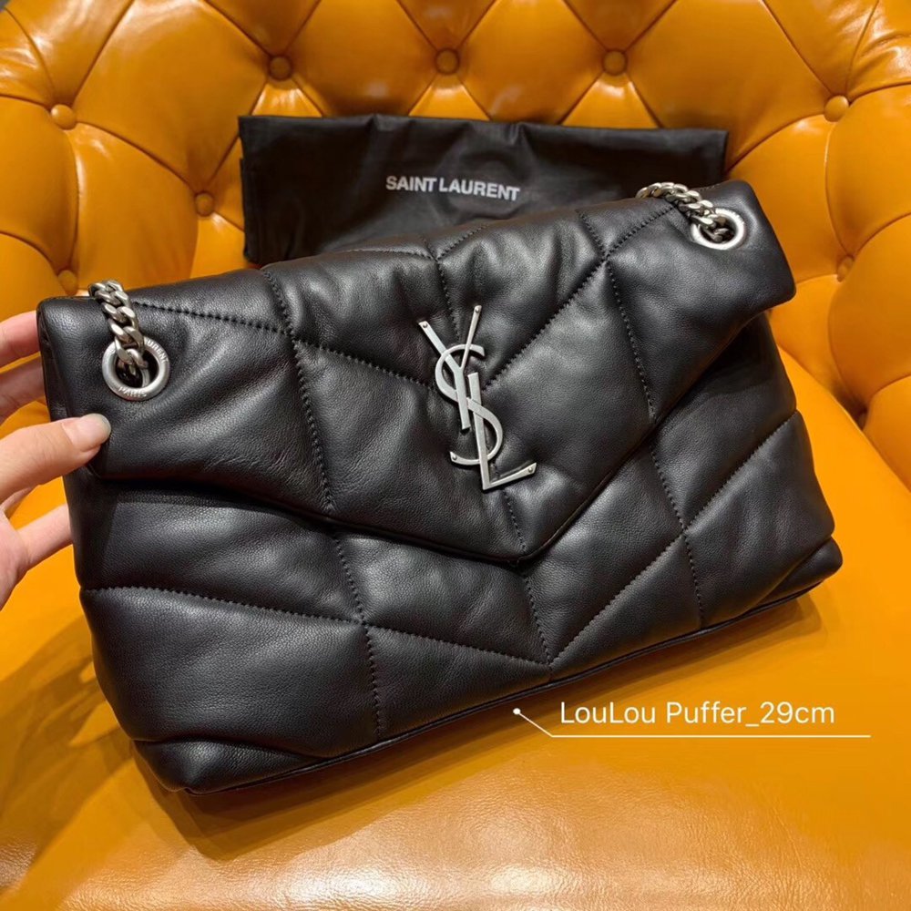 Saint Laurent Loulou Puffer Small Bag In Black Lambskin TDBS28734