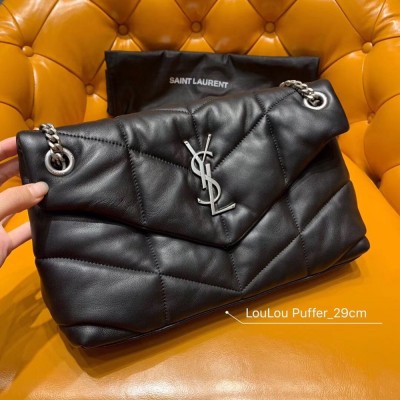 Saint Laurent Loulou Puffer Small Bag In Black Lambskin TDBS28734