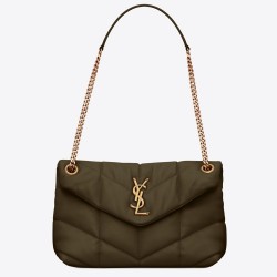 Saint Laurent Loulou Puffer Small Bag In Green Lambskin TDBS28736