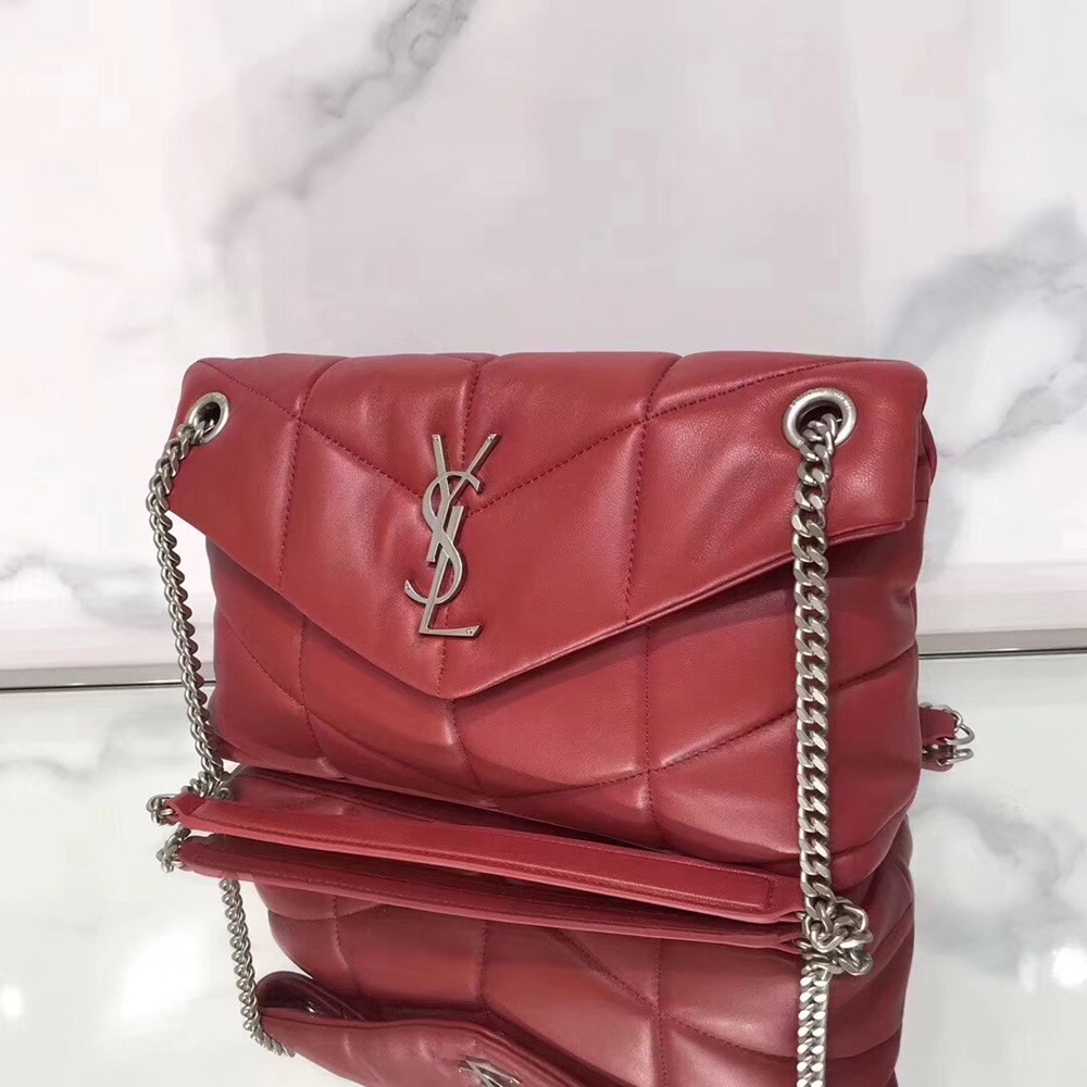 Saint Laurent Loulou Puffer Small Bag In Red Lambskin TDBS28739