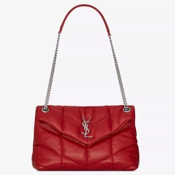 Saint Laurent Loulou Puffer Small Bag In Red Lambskin TDBS28739