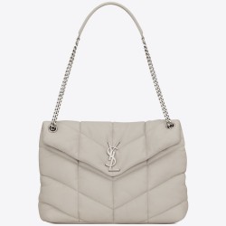 Saint Laurent Loulou Puffer Small Bag In White Lambskin TDBS28740