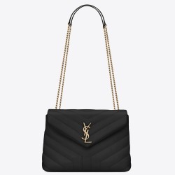 Saint Laurent Loulou Small Bag In Black Matelasse Leather TDBS28680