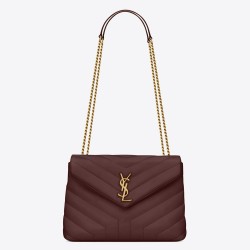 Saint Laurent Loulou Small Bag In Burgundy Matelasse Leather TDBS28681