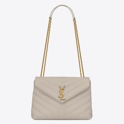 Saint Laurent Loulou Small Bag In White Matelasse Leather TDBS28682