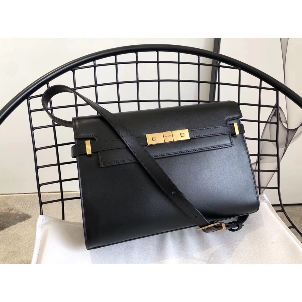 Saint Laurent Manhattan Baguette Bag In Black Leather TDBS28497