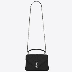 Saint Laurent Medium College Bag In Black Matelasse Leather TDBS28542