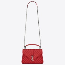 Saint Laurent Medium College Bag In Red Goatskin Leather TDBS28546