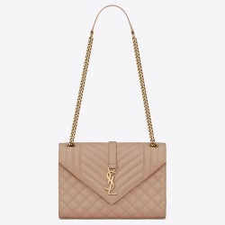 Saint Laurent Medium Envelope Bag In Beige Grained Leather TDBS28608