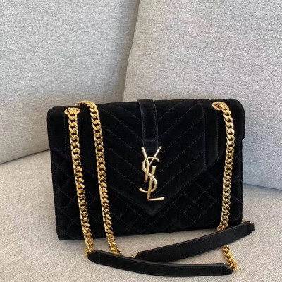 Saint Laurent Medium Envelope Bag In Black Suede TDBS28610