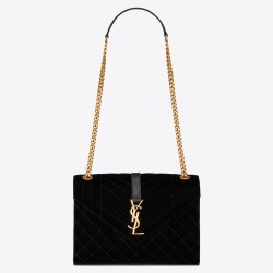 Saint Laurent Medium Envelope Bag In Black Suede TDBS28610