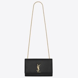 Saint Laurent Medium Kate Bag In Black Grained Leather TDBS28639