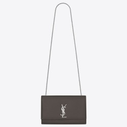 Saint Laurent Medium Kate Bag In Grey Grained Leather TDBS28641