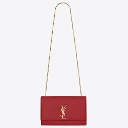 Saint Laurent Medium Kate Bag In Red Grained Leather TDBS28642